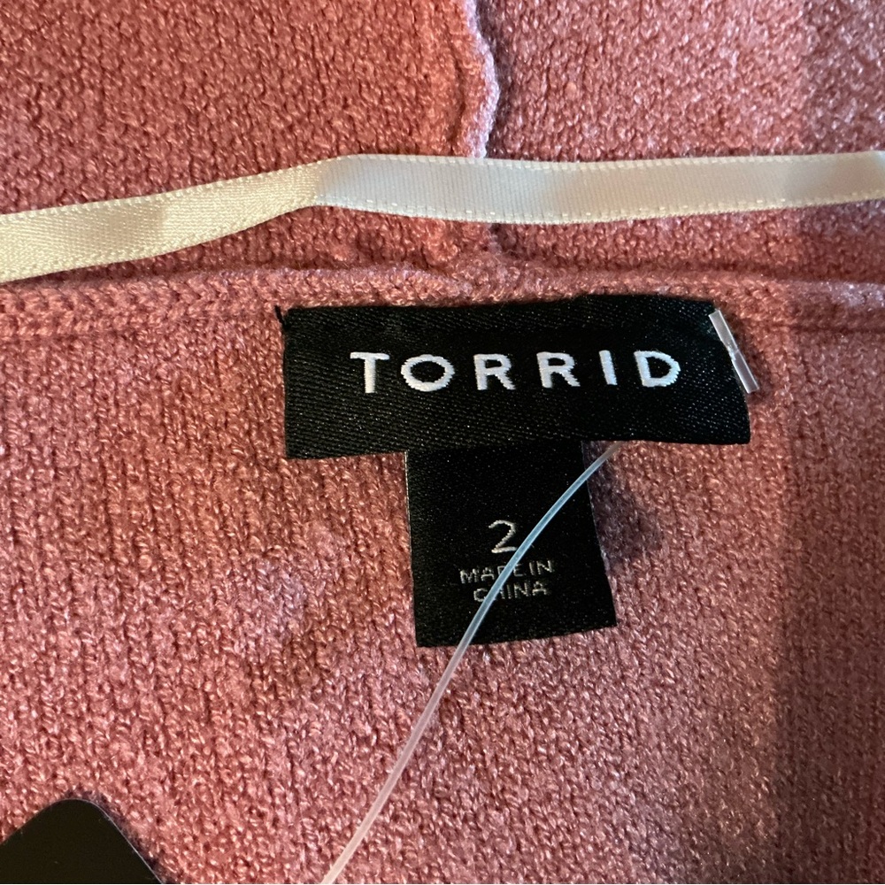 NWT Torrid Hooded Cardigan Duster Cinched Waist Orange Pink Print Boho Cozy Sz 2 - Picture 13 of 15